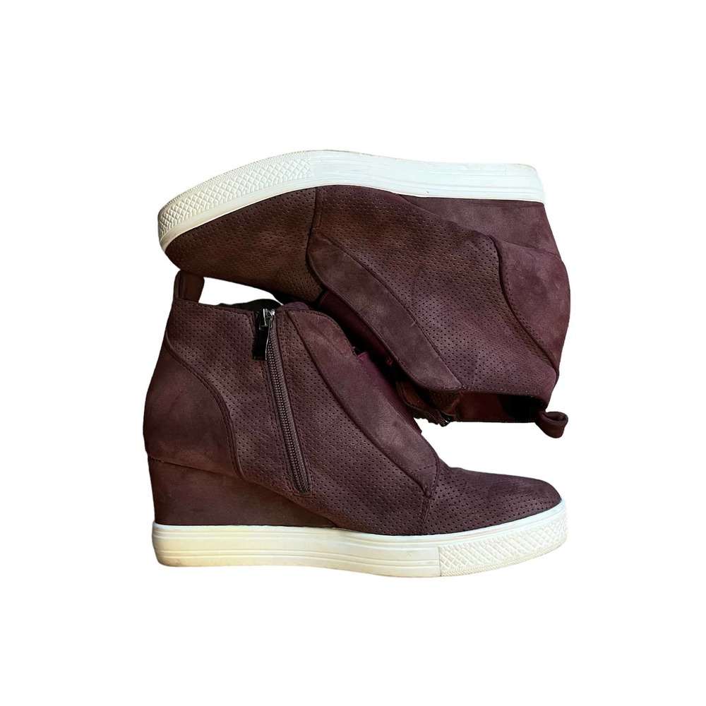CCOCCI Womens High Top Wedge Sneakers Ankle Booties Maroon Purple Size 10